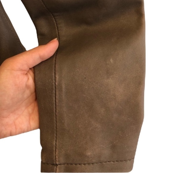 Michael Kors Genuine Leather Brown Moto Jacket xs - Picture 10 of 14